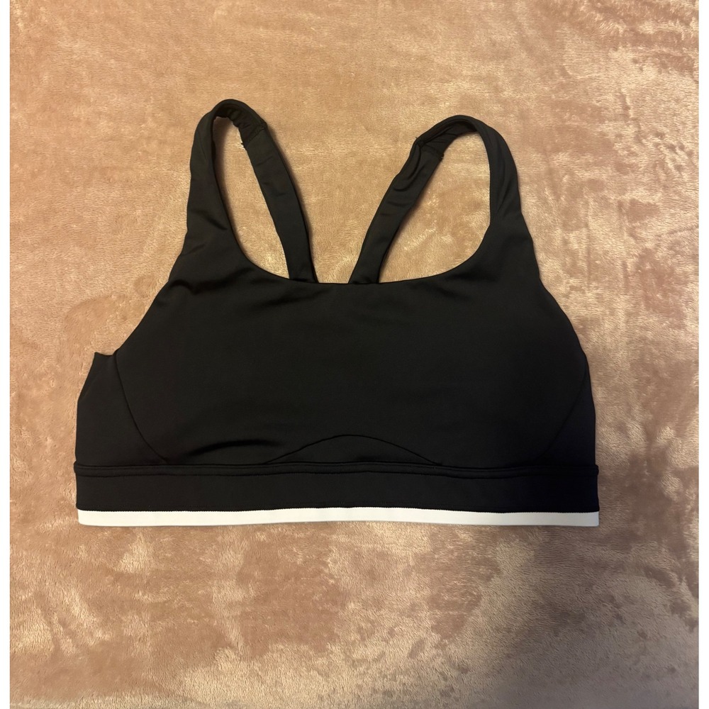 Athleta Black White Stripe Racerback Sports Bra Size M